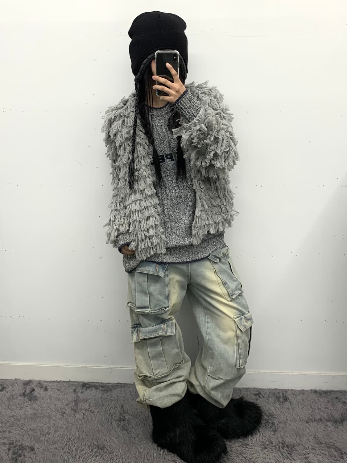 프린지 니트 가디건 상품이미지1