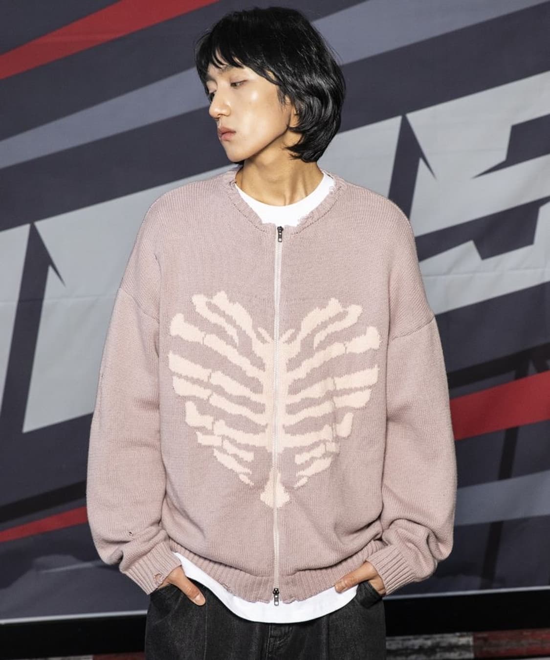 엑스톤즈 XTK037 보운 니트 집업 (VINTAGE PINK) 상품이미지1