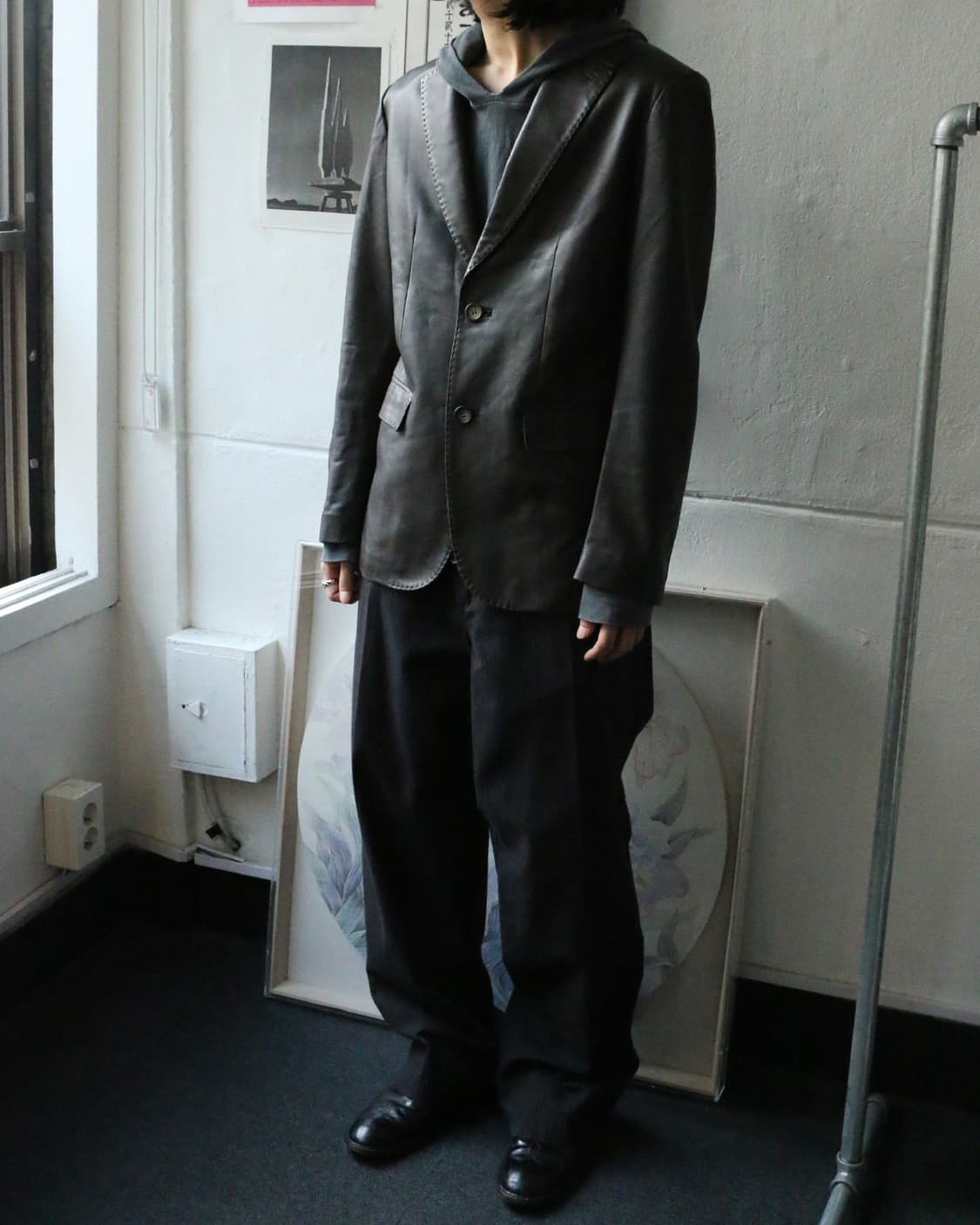 브라운 레더 블레이저  상품이미지2