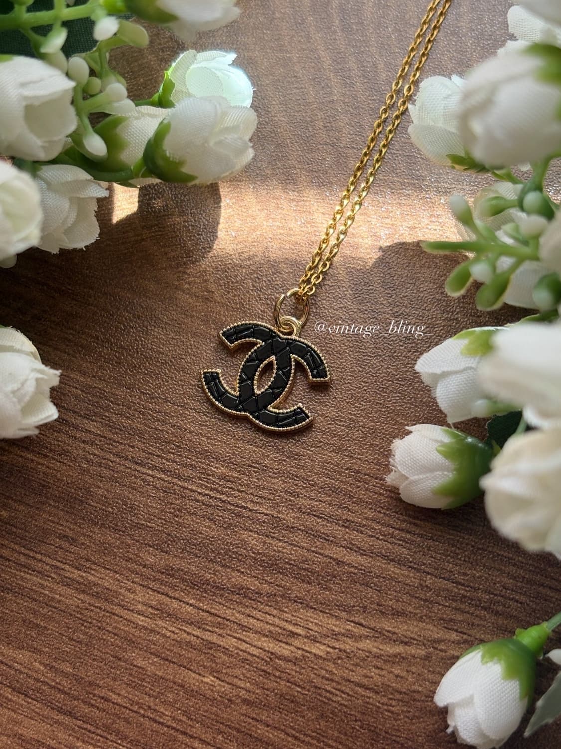 샤넬 로고 퀼팅 블랙 목걸이 상품이미지1
