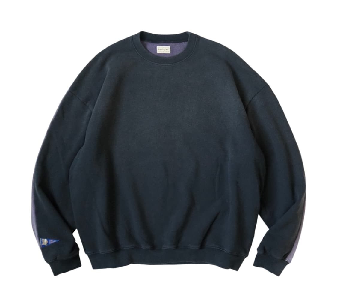 캐피탈 투톤 빅 플리스 스웻셔츠 블랙 퍼플 상품이미지2