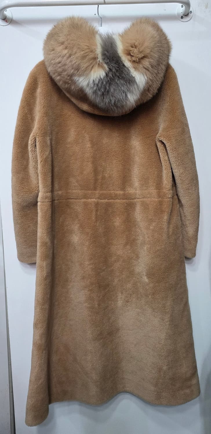 모스코나 여성 폭스퍼 후드 양모 코트 상품이미지2