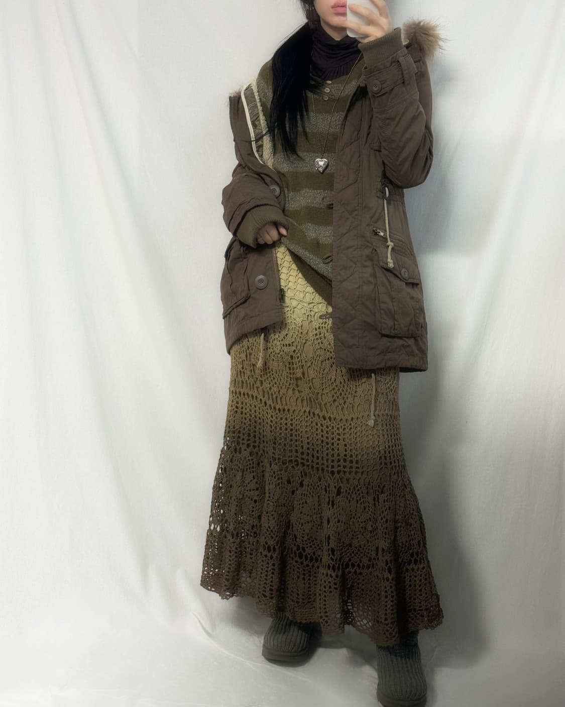 세실맥비 그라데이션 크로셰 롱 스커트 상품이미지1