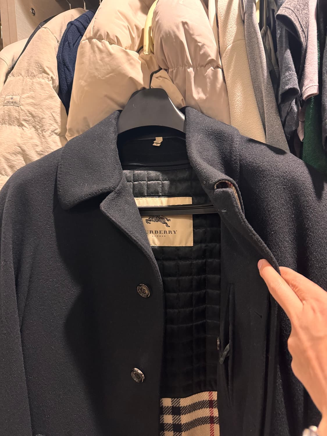 (정품) 내외피 2중 버버리 블랙 울 캐시미어 한파 코트 50R 사이즈 상품이미지2