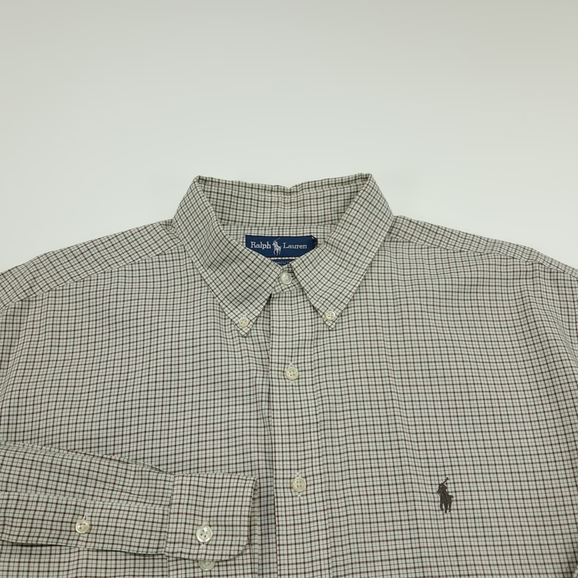 CN789 2XL 폴로 랄프로렌 브라운그린 마이크로체크 긴팔 셔츠 남방 상품이미지3