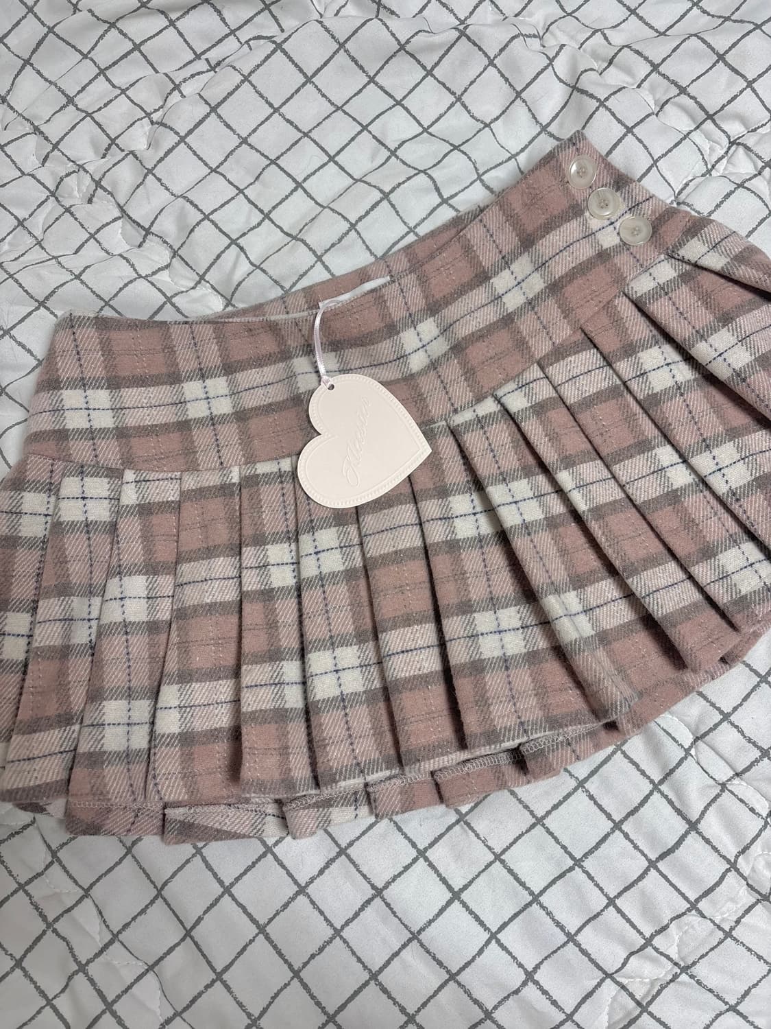 (새상품)클리시어 피치모카 울 플리츠 스커트 딸기초코 스커트 S 상품이미지2