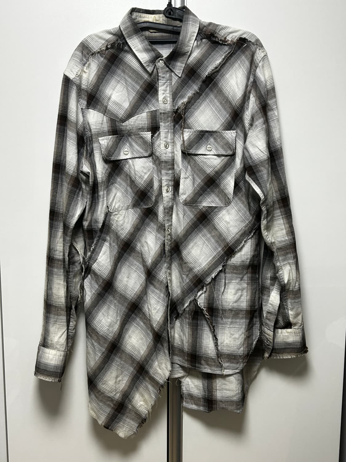 미하라 야스히로 Destroyed Check Shirt 상품이미지1