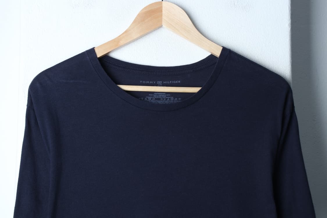 (L-XL) 타미힐피거 반팔 티셔츠 네이비 무지 기본-H30119 상품이미지3