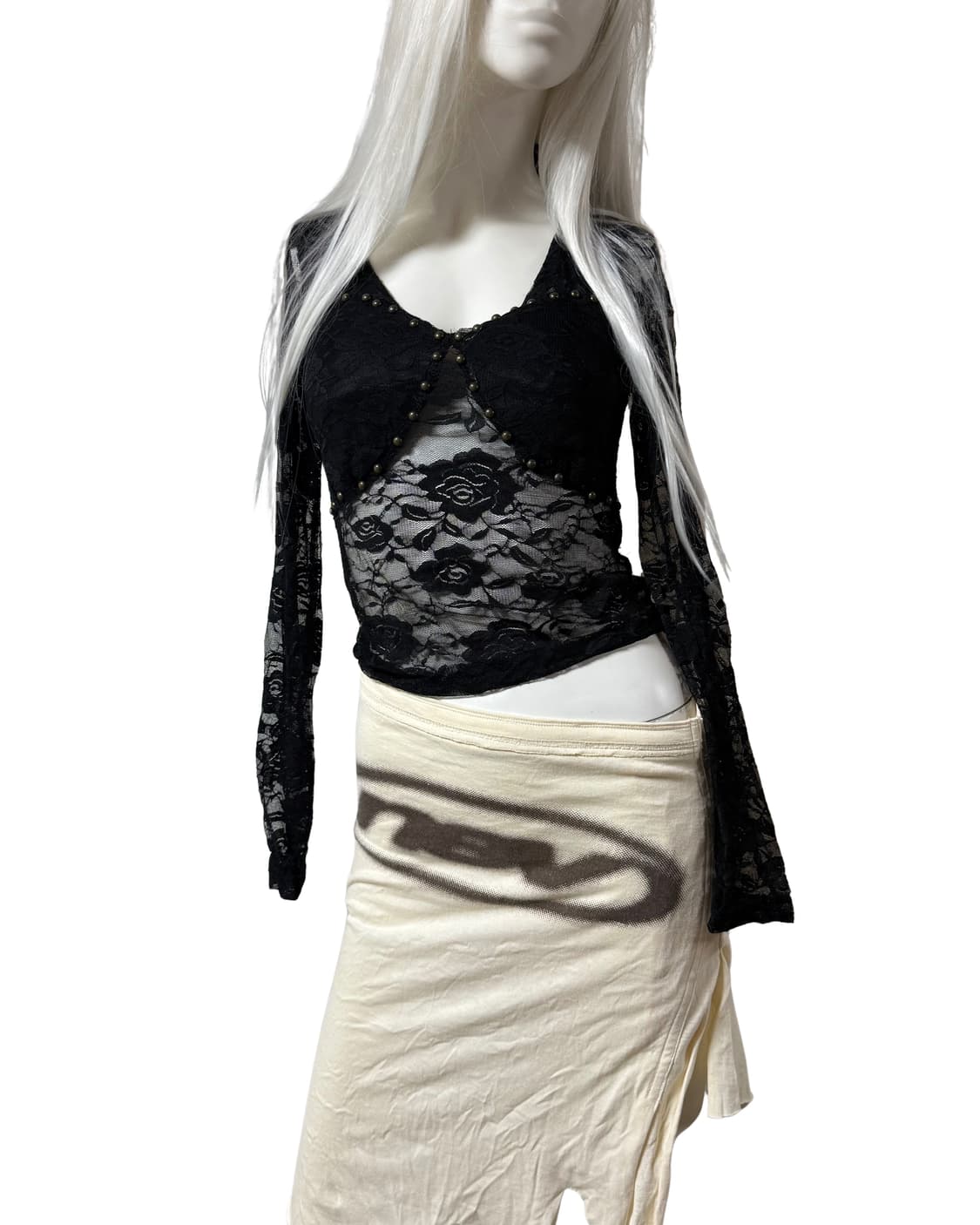 빈티지 갸루맛 레이스 시스루 탑 상품이미지1