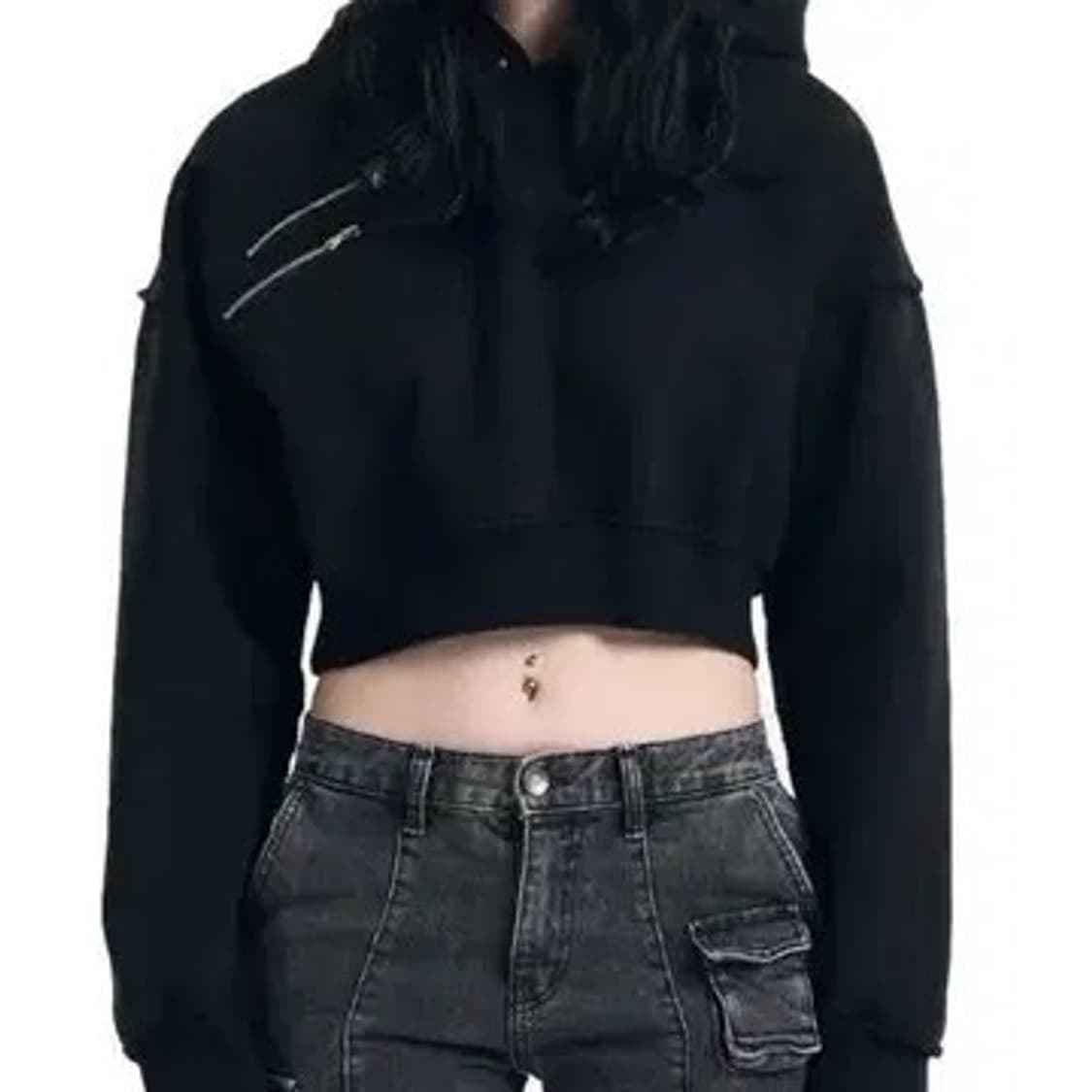 보헤미안서울 TWO ZIPPER CROP HOODY 상품이미지1