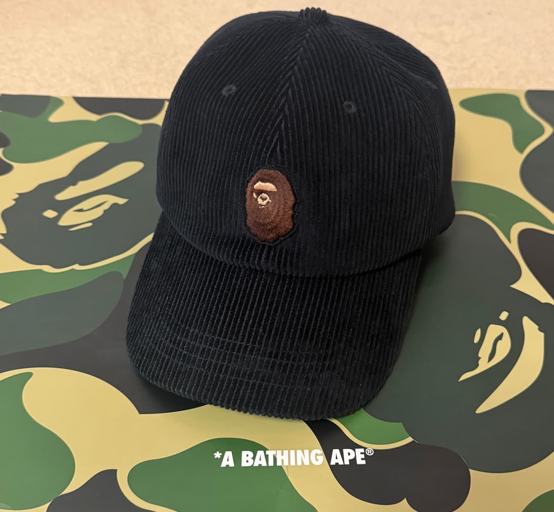 베이프 Aape 코듀로이 볼캡 블랙 상품이미지1