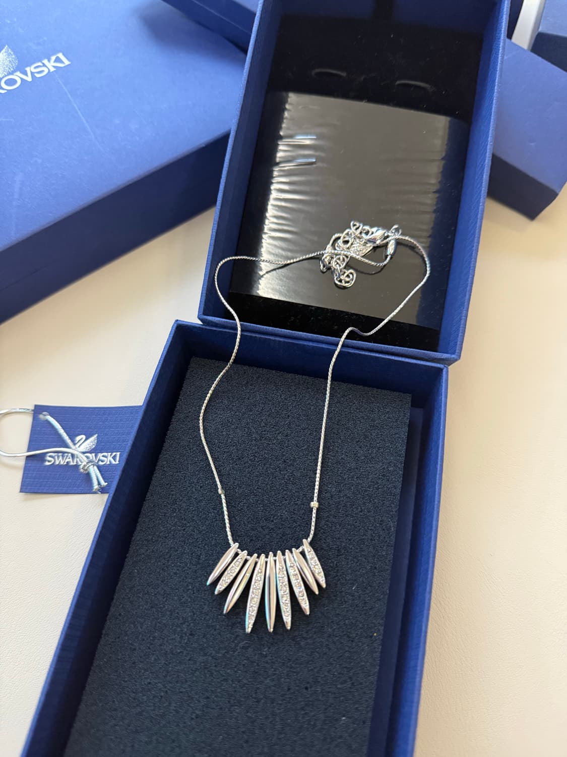 새상품) 스와로브스키 클리어 실버 스파이크 네크리스 은 목걸이 다이아 골 상품이미지1