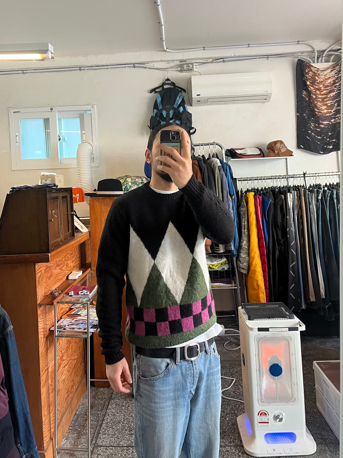 스투시 다이아몬드 체크 모헤어니트 상품이미지2