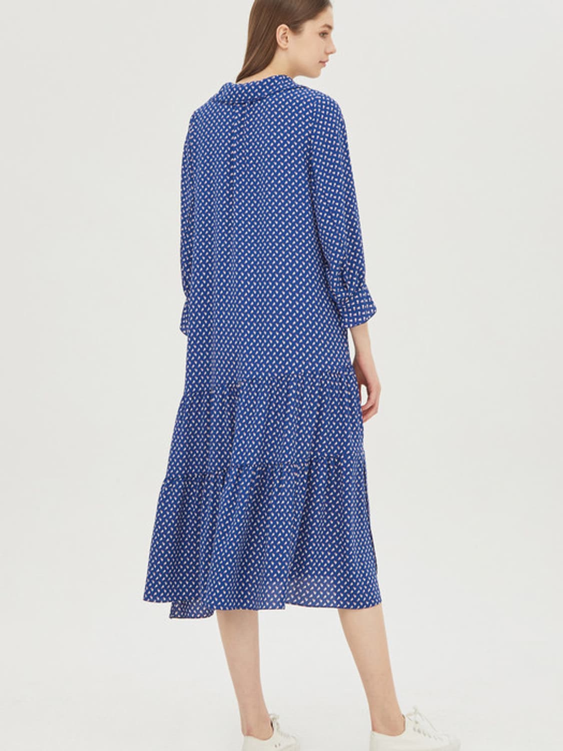 베네통 폴리 하트 패턴 카라 롱원피스 상품이미지2