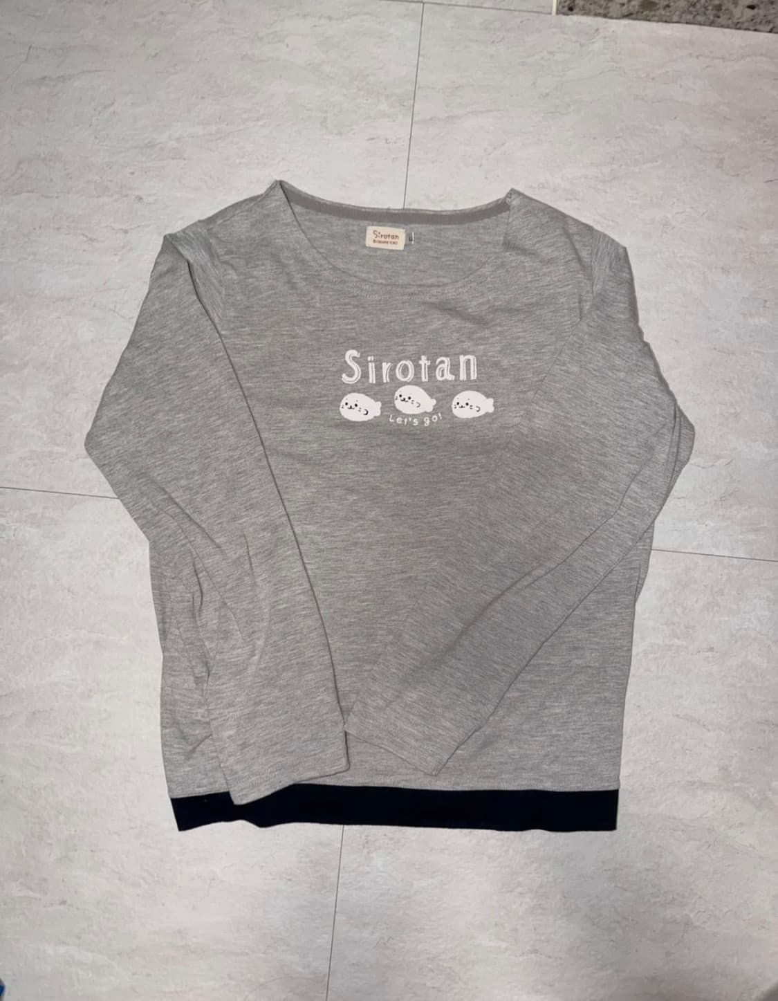 시로탄 프린팅 긴팔 티셔츠 그레이 상품이미지1