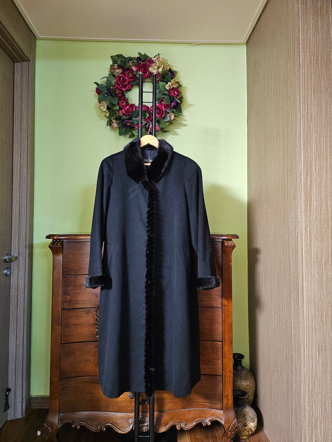 캐시미어100% 밍크배색 코트 상품이미지1