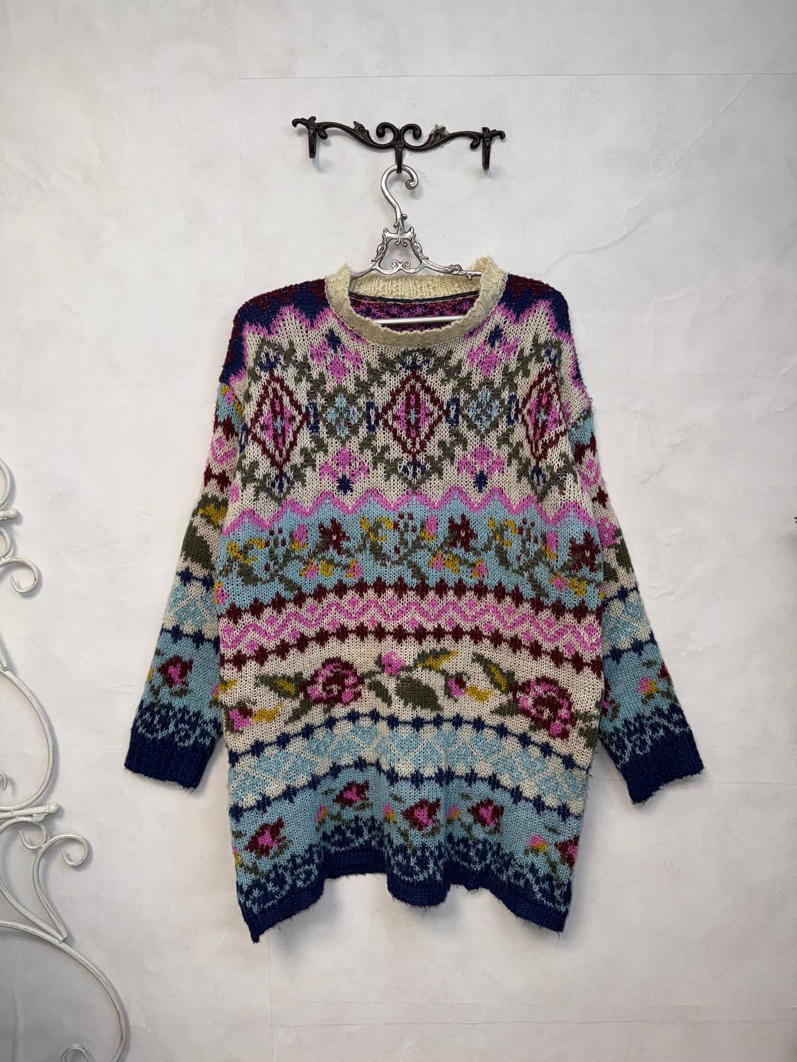 Mixed pink blue bohemian hippie knit ops 상품이미지3