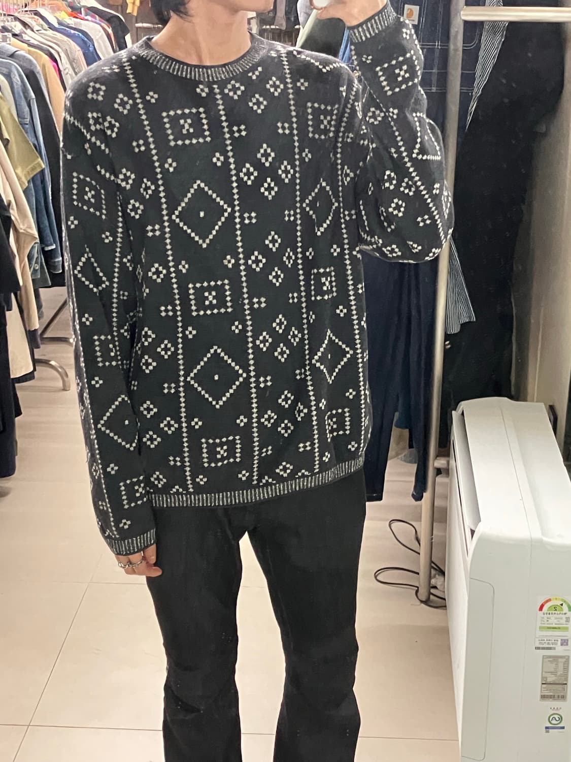 지방시 블랙 패턴 니트 상품이미지5