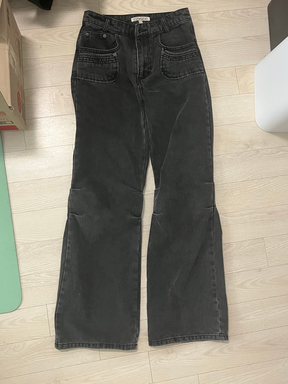코이세이오 Flower Snap Denim Pants - Black 상품이미지2
