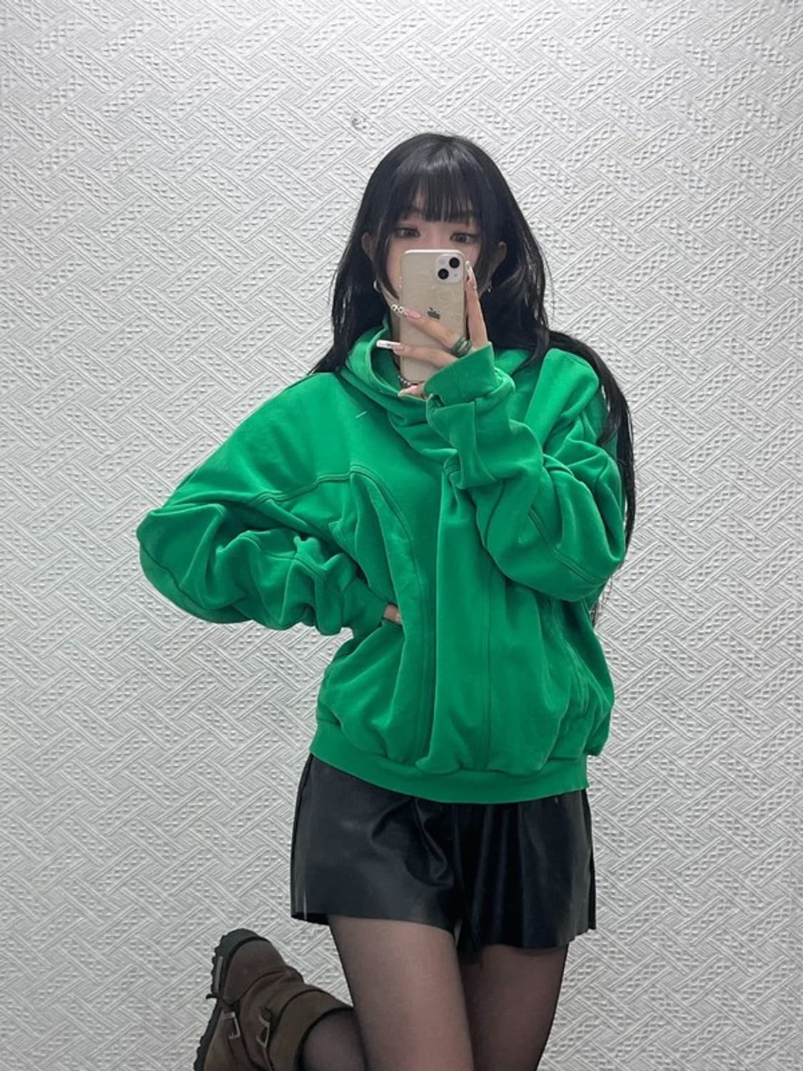그레일즈 레트로 스트릿 펑크 지오메트리 그린 후드티 2 C11506 상품이미지1