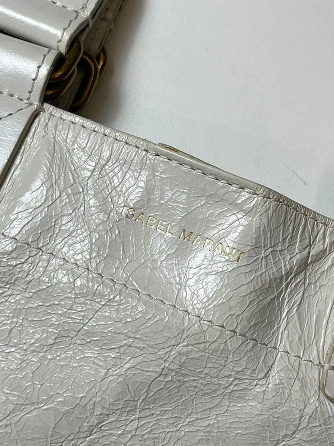 이자벨마랑 20ss 화이트 크링클 쇼퍼백 Q1416 상품이미지3