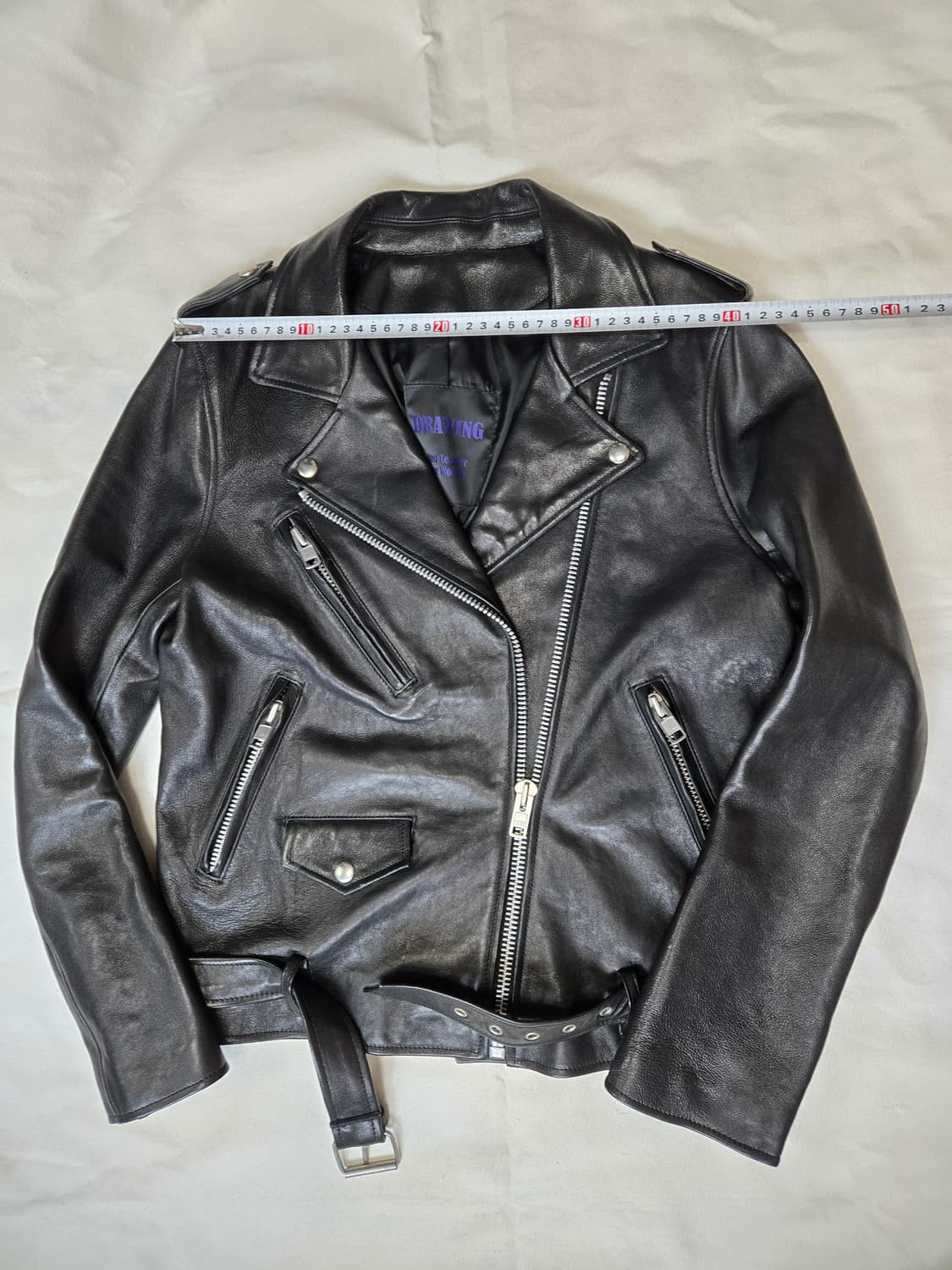 DRAWING 여성 가죽 라이더 자켓 블랙 상품이미지5