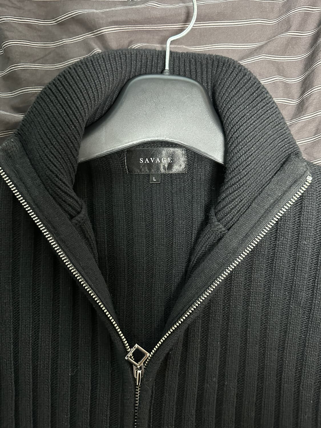 (L) 세비지 집업 니트 블랙 상품이미지3