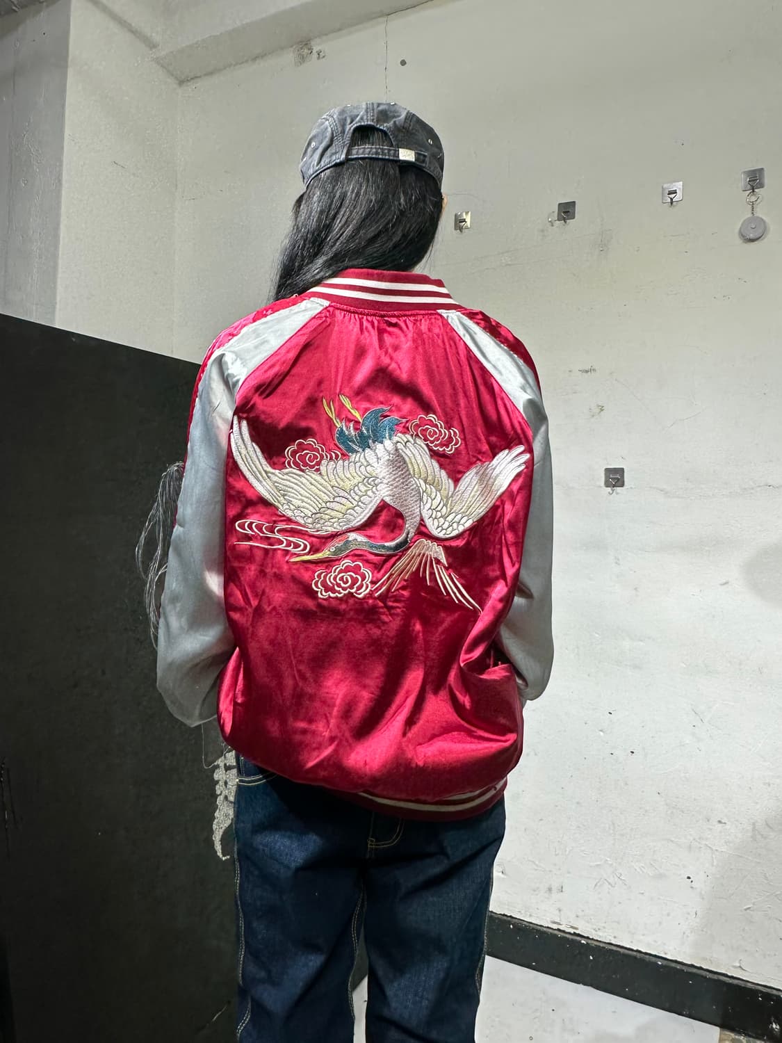 Jpn 일본빈티지 재패니즈 오리엔탈 빨검 양면 스카잔 자켓 상품이미지4