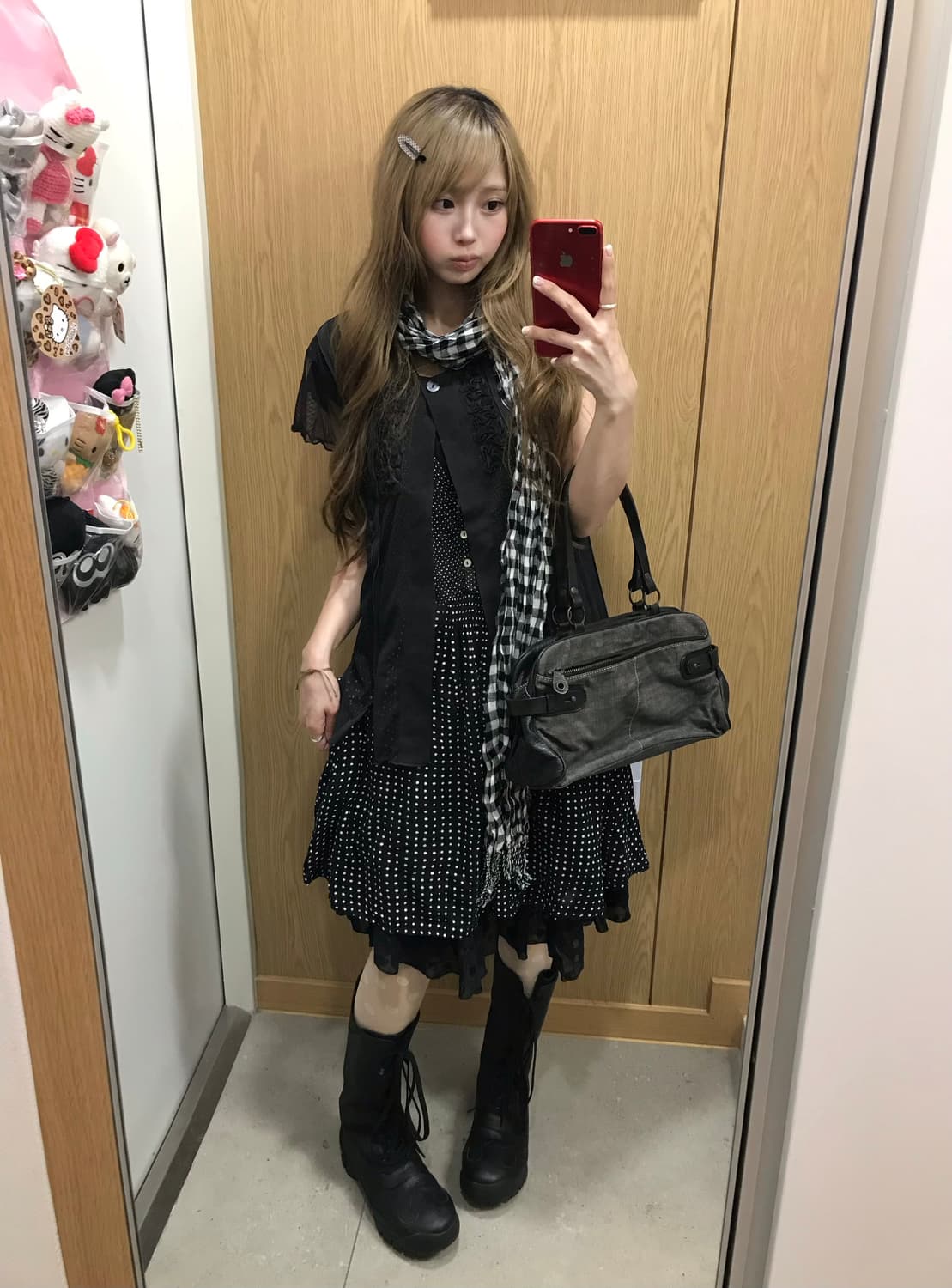 블랙 무채색 니혼진 도트 리본 코디세트 상품이미지2
