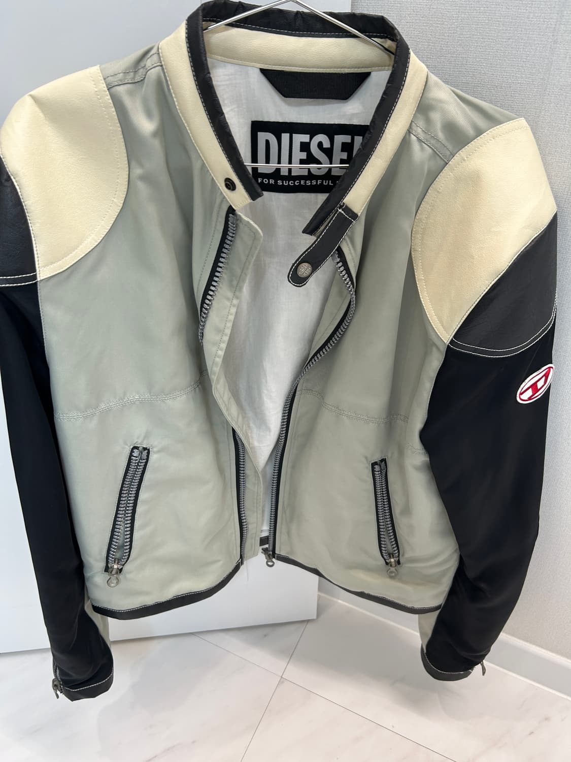 디젤 J-크리에이터 컬러블록 나일론 바이커 자켓 블랙 그레이 48 상품이미지8