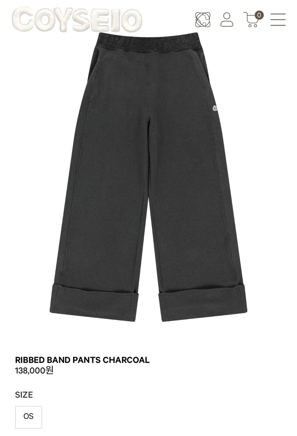 코이세이오 Ribbed band pants charcoal 상품이미지1