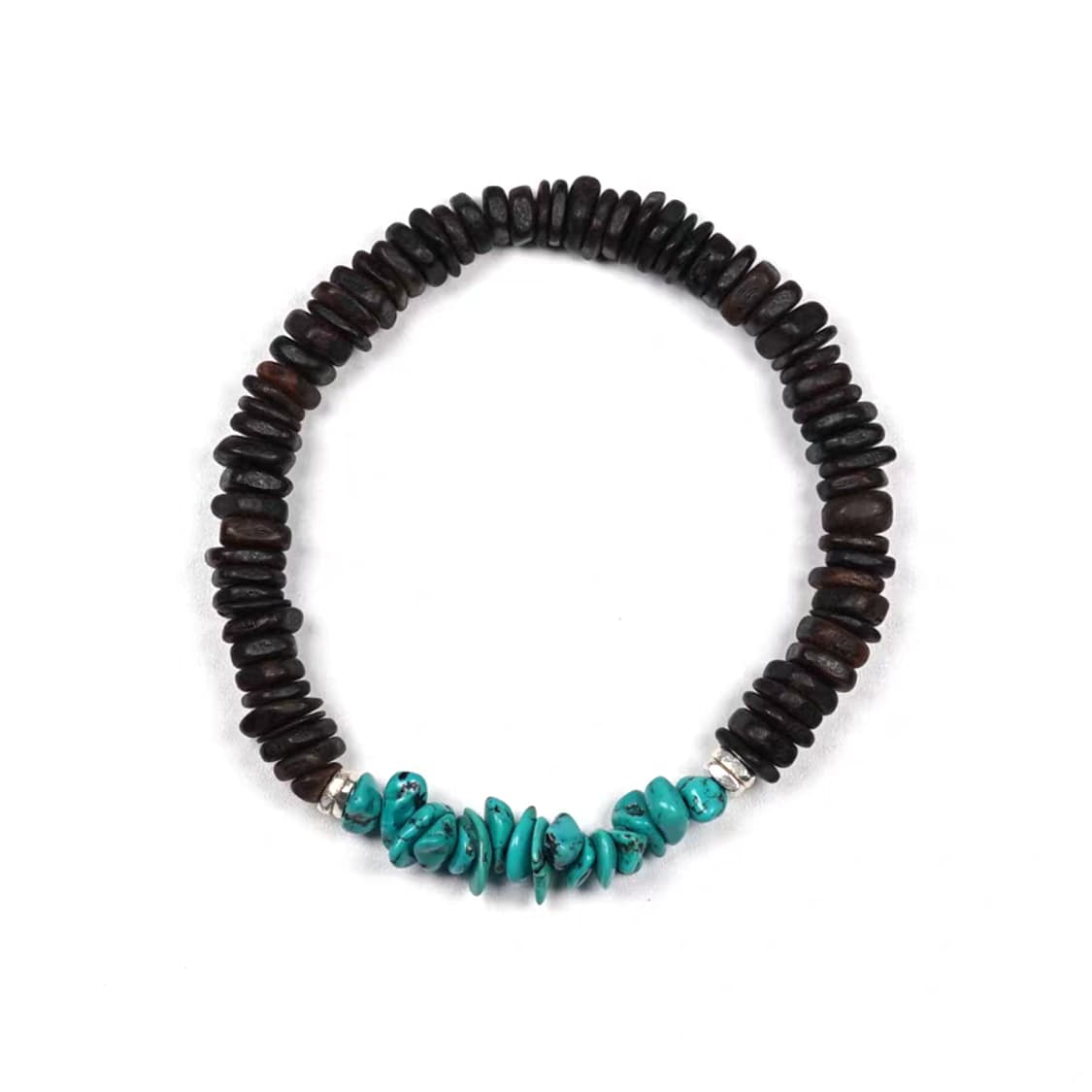 Oceanora 천연 터키석 침향목 실버 비즈 커플 팔찌 상품이미지5