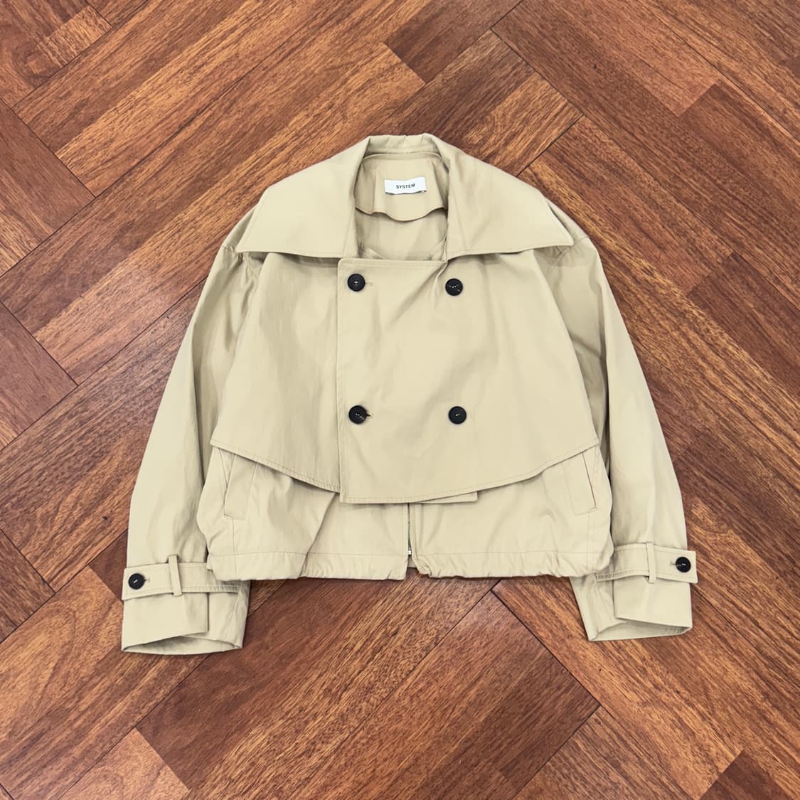 M(66) 더한섬 SYSTEM 시스템 크롭 트렌치 더블 자켓  상품이미지1