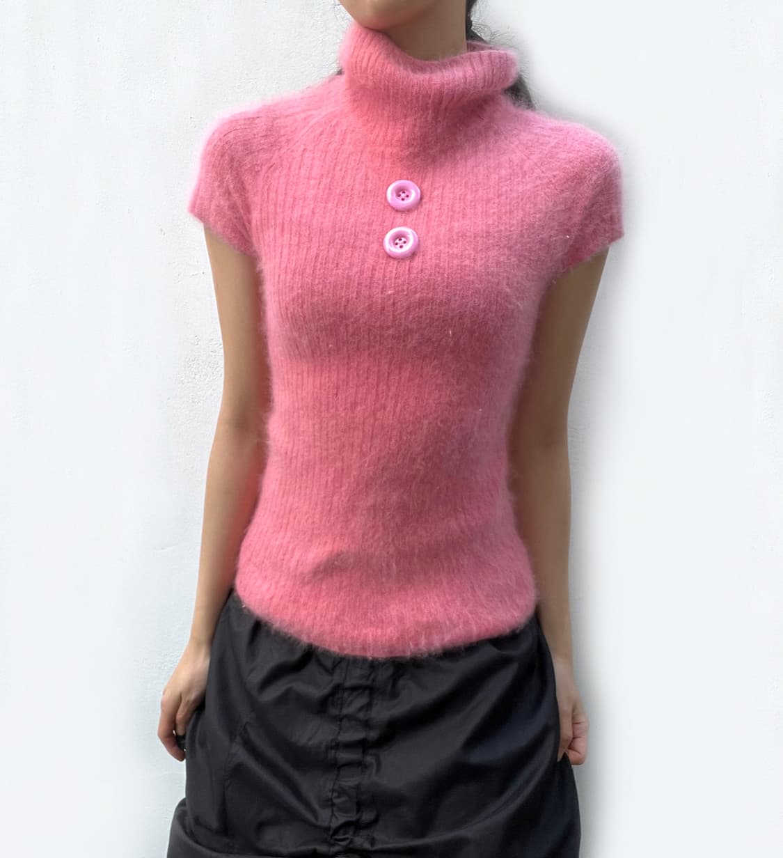 Angora pink button knit 상품이미지7