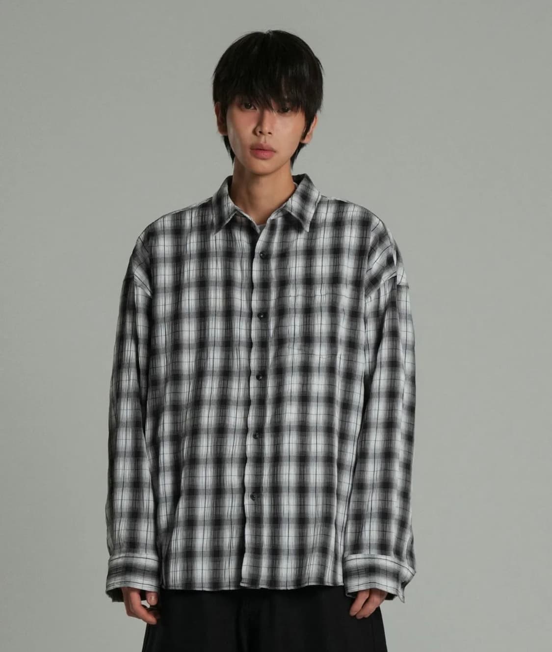 (2) 아이돈워너셀 체크 서츠 블랙 상품이미지1