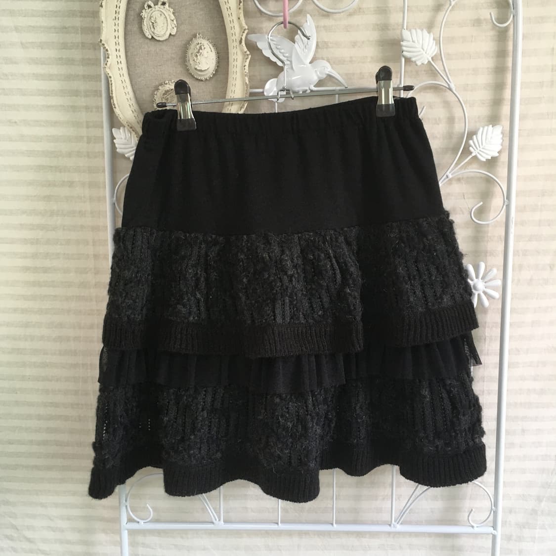 jpn vintage black knit frill cancan sk 상품이미지1