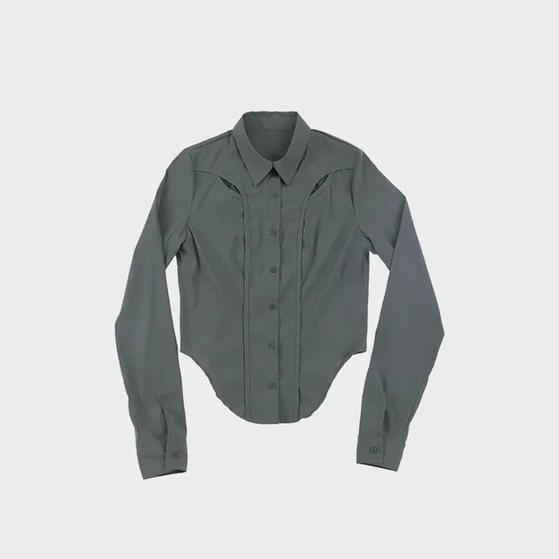 오호스 Chest Hole Nylon Shirt / Grey 상품이미지1