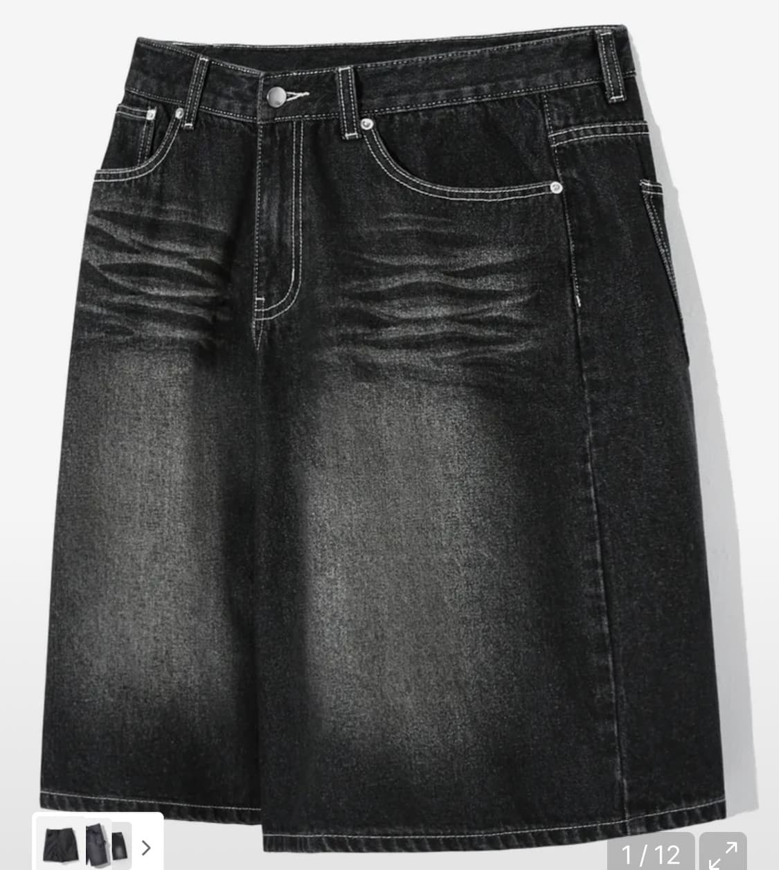 캣 브러쉬 워시드 버뮤다 데님 쇼츠 (NORMAL BLACK) 상품이미지1