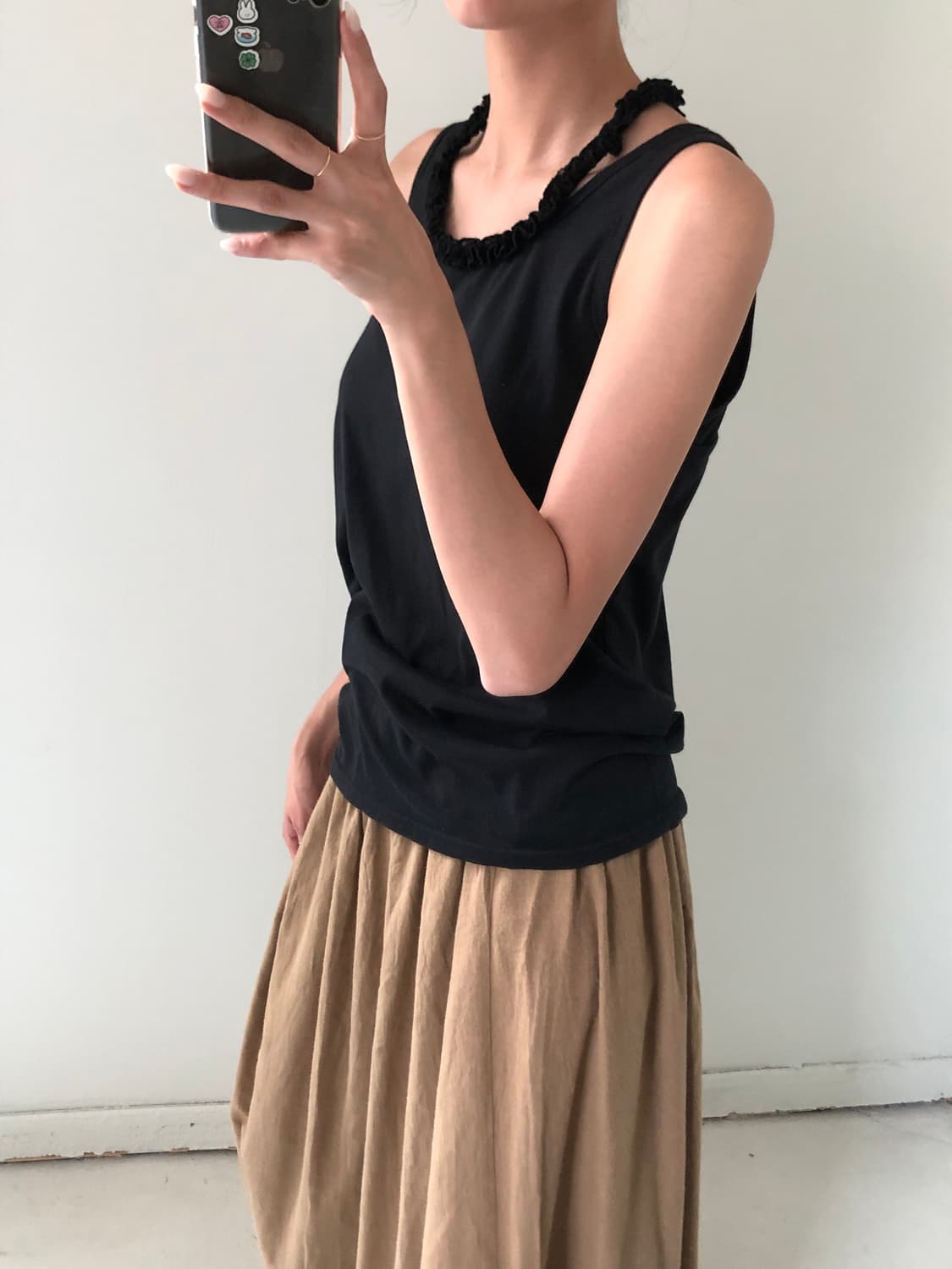 일본빈티지 블랙 레이스 슬리브리스 상품이미지3