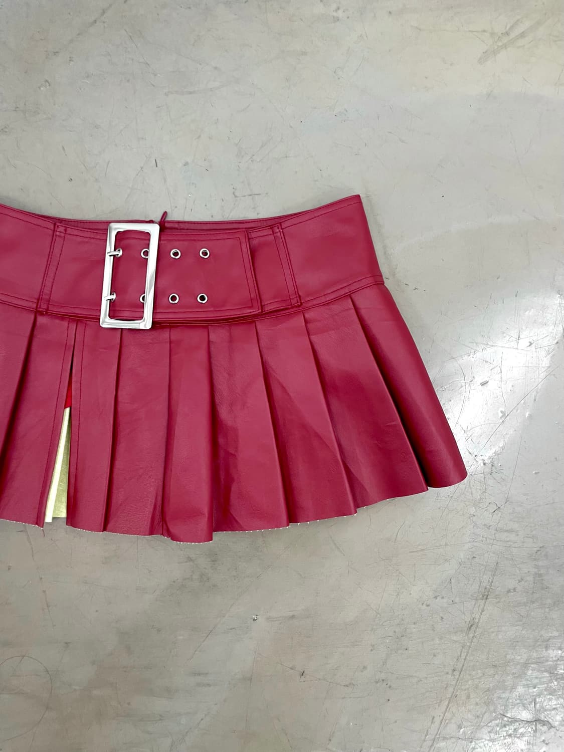 Layered Red leather skirt 상품이미지3