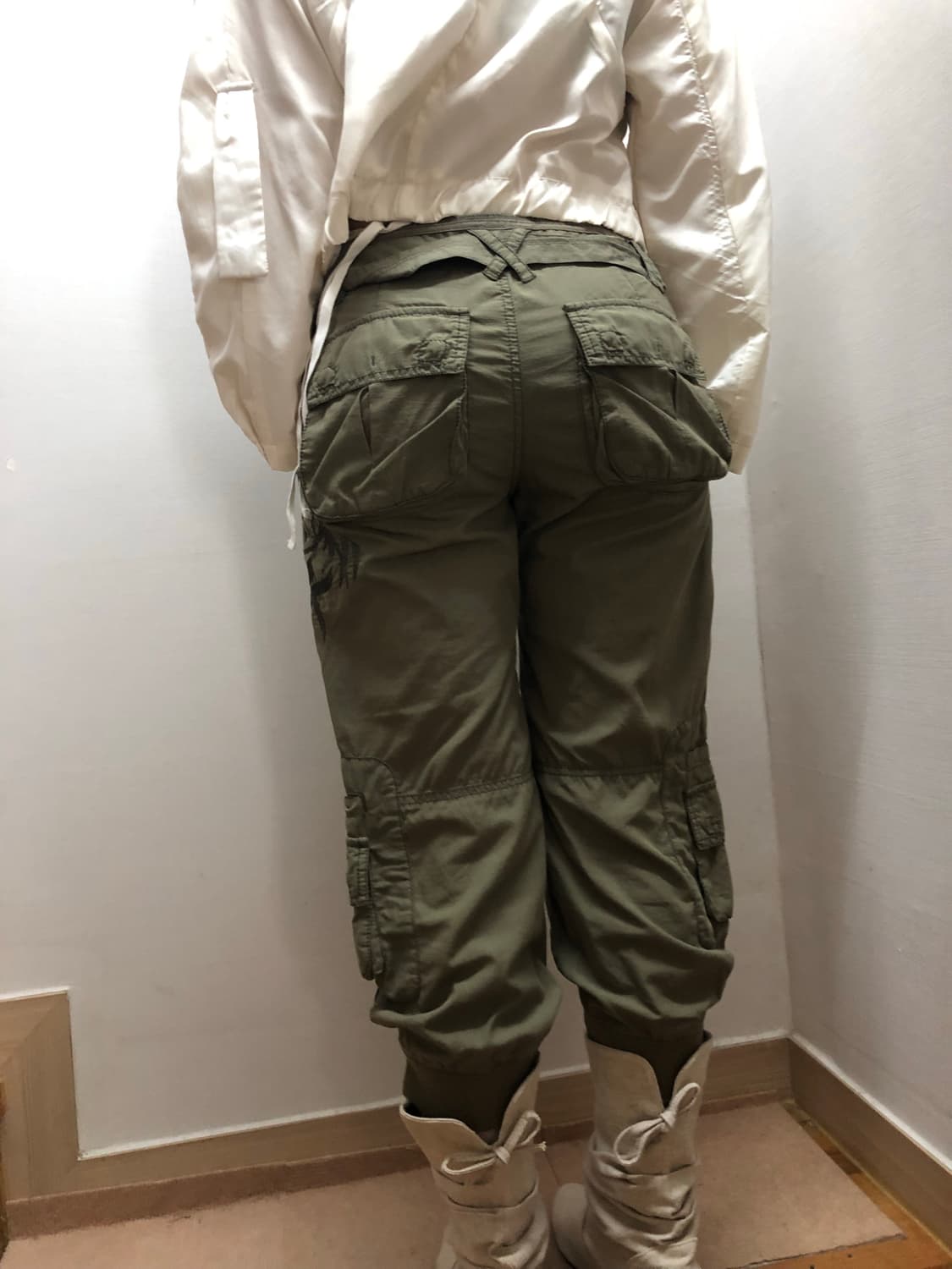 빈티지 카키 카고 카프리 팬츠 상품이미지7