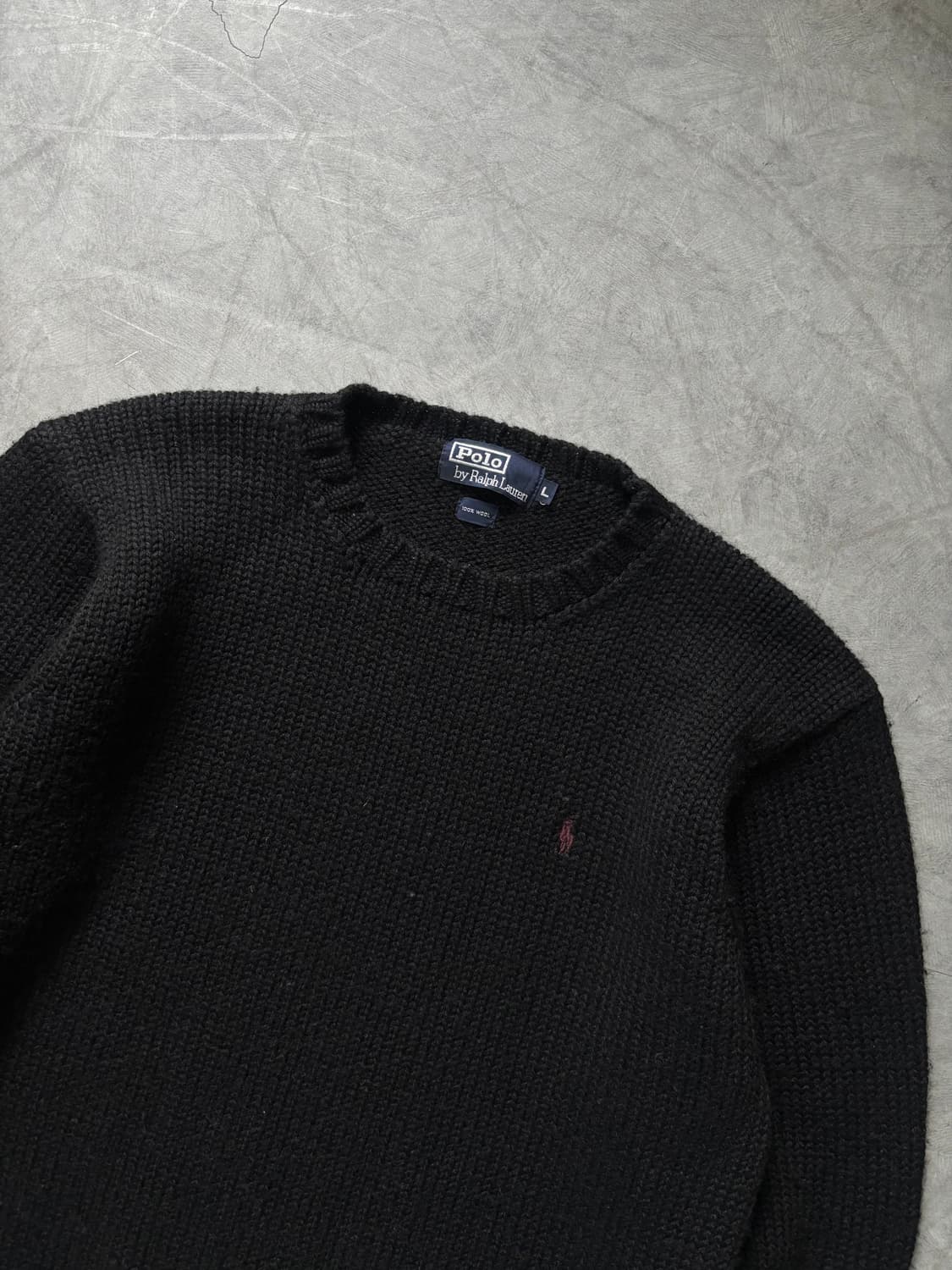 Polo 폴로 랄프로렌 블랙 컬러 헤비 울 라운드 니트 상품이미지4
