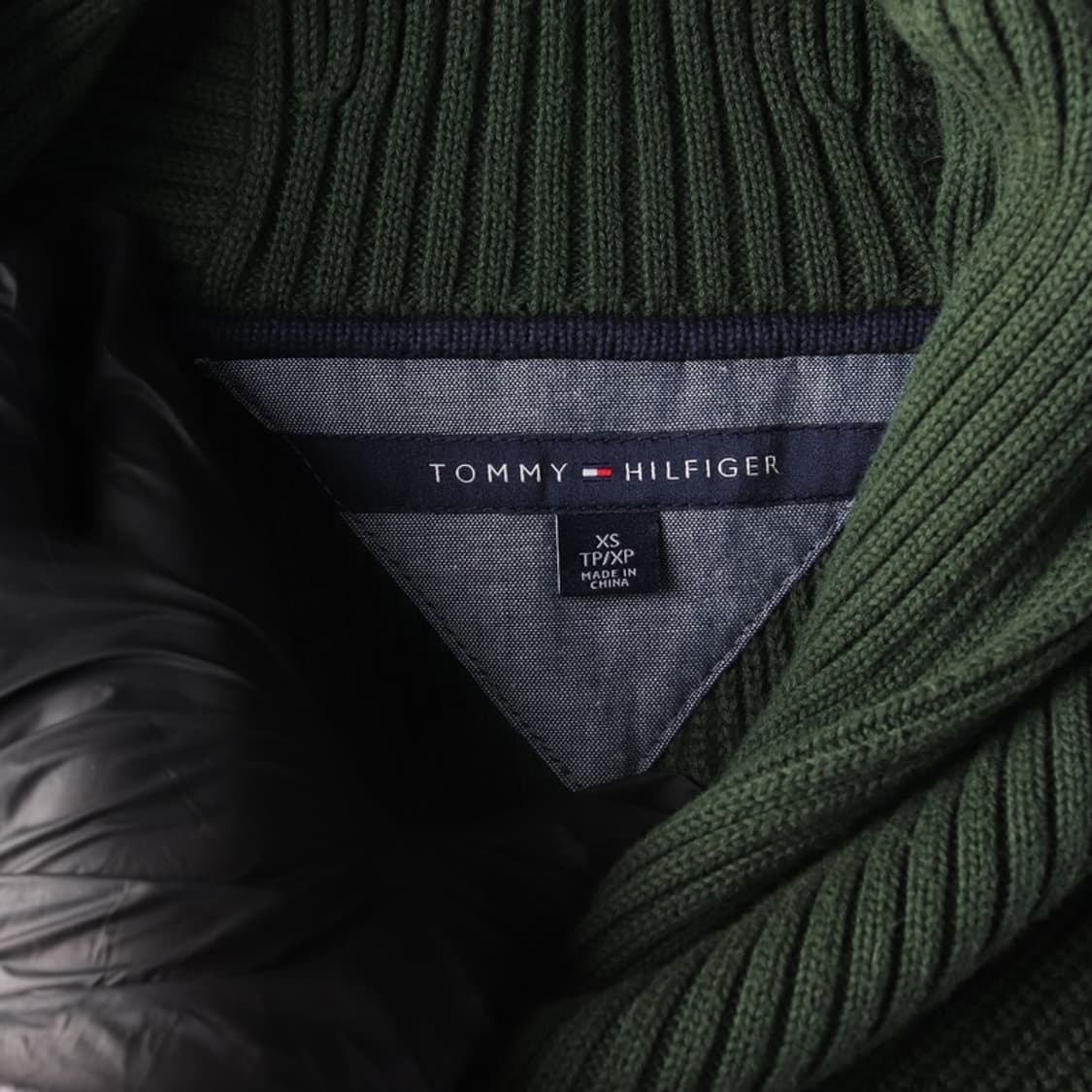 타미힐피거 숄칼라 코튼 니트 스웨터 다크그린 XS 상품이미지6