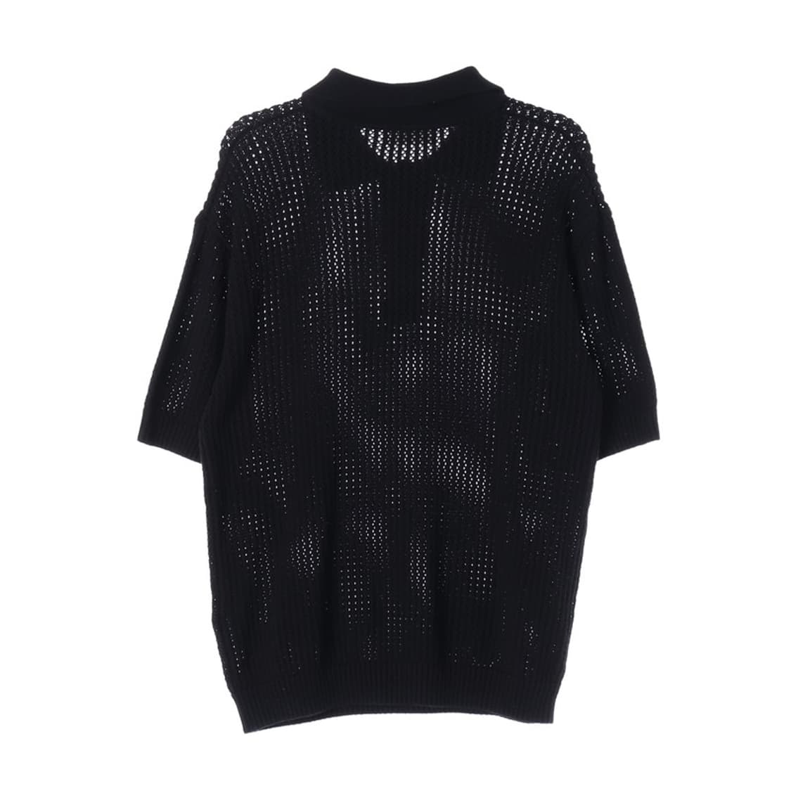 미나브 퓨어코튼 펀칭 카라 니트 블랙 XL 상품이미지2