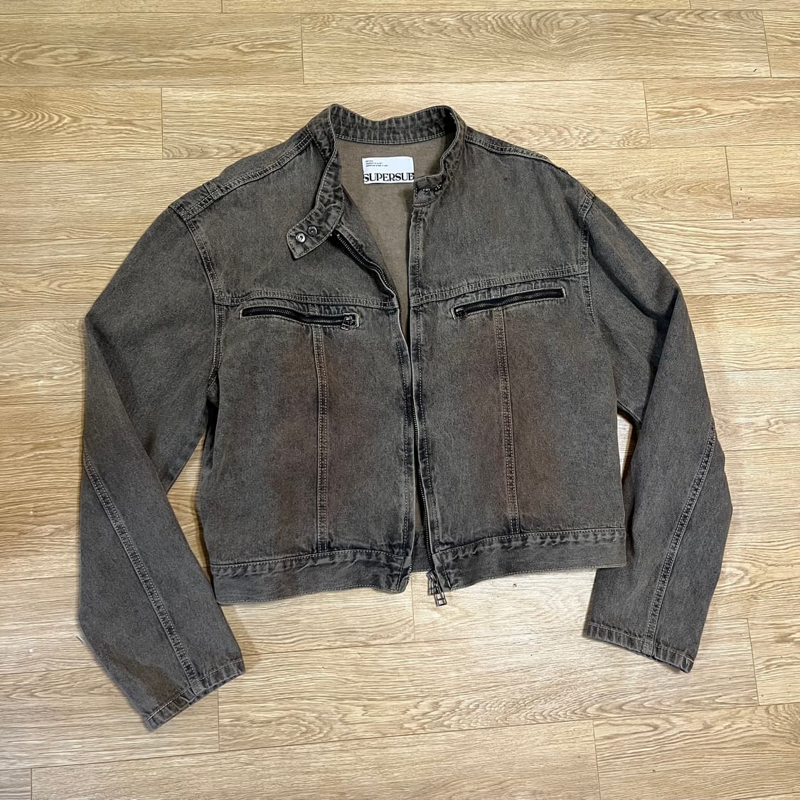 M) 슈퍼서브 워싱 크롭 데님 재킷 워시드 브라운 청자켓 상품이미지2