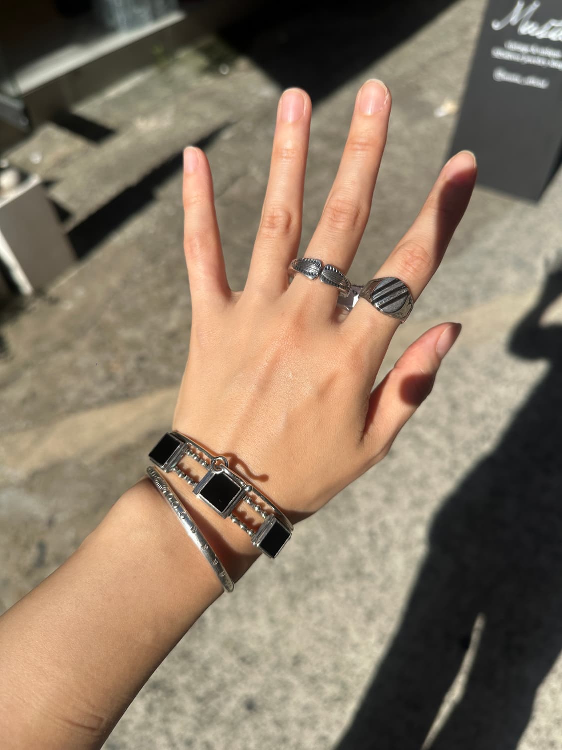 Vintage onyx 925silver bangle   상품이미지8