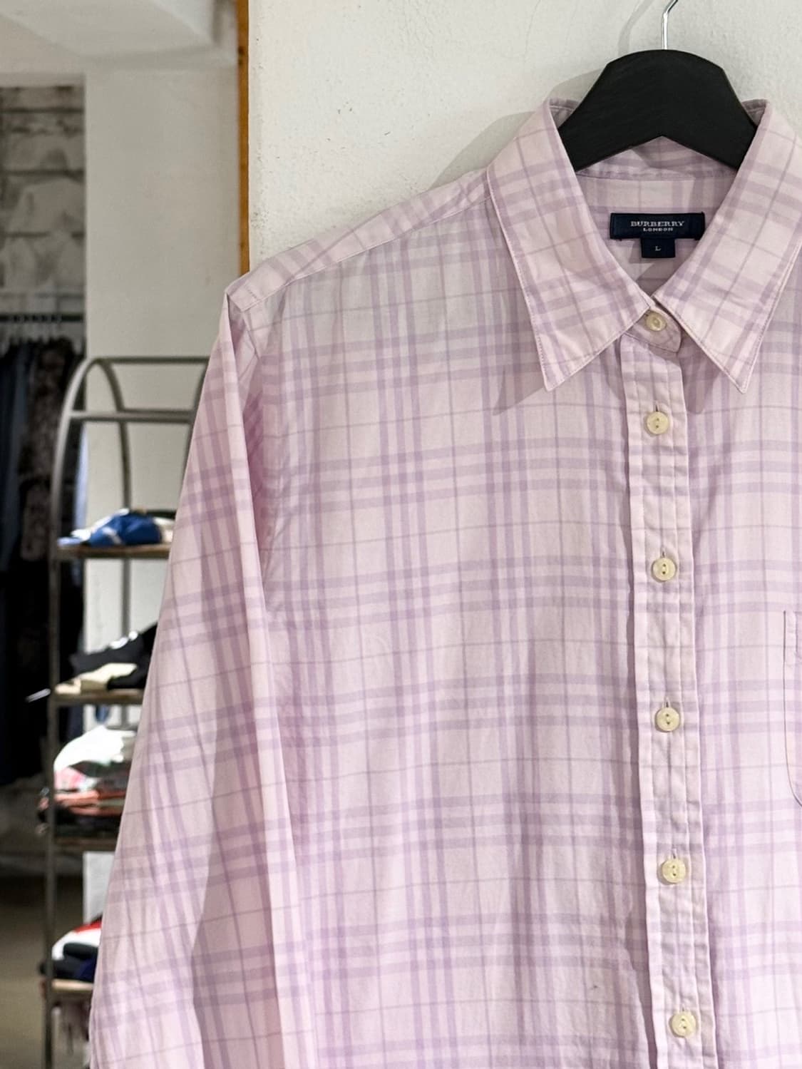 버버리 라벤더 체크 포켓 셔츠 상품이미지2