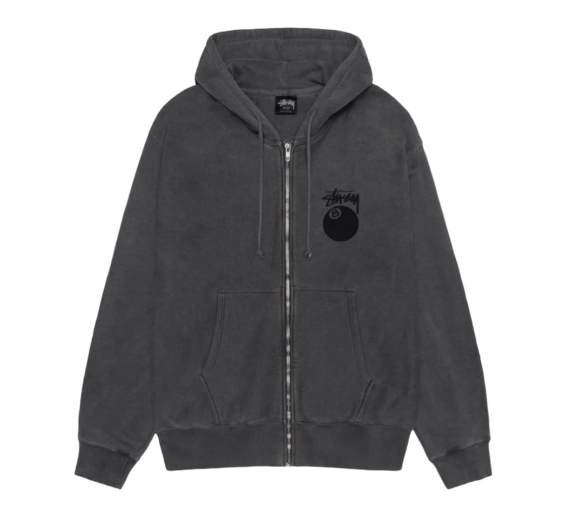 (미개봉 새제품) 스투시 8볼 피그먼트 다이드 후드집업 블랙(그레이) M 상품이미지1