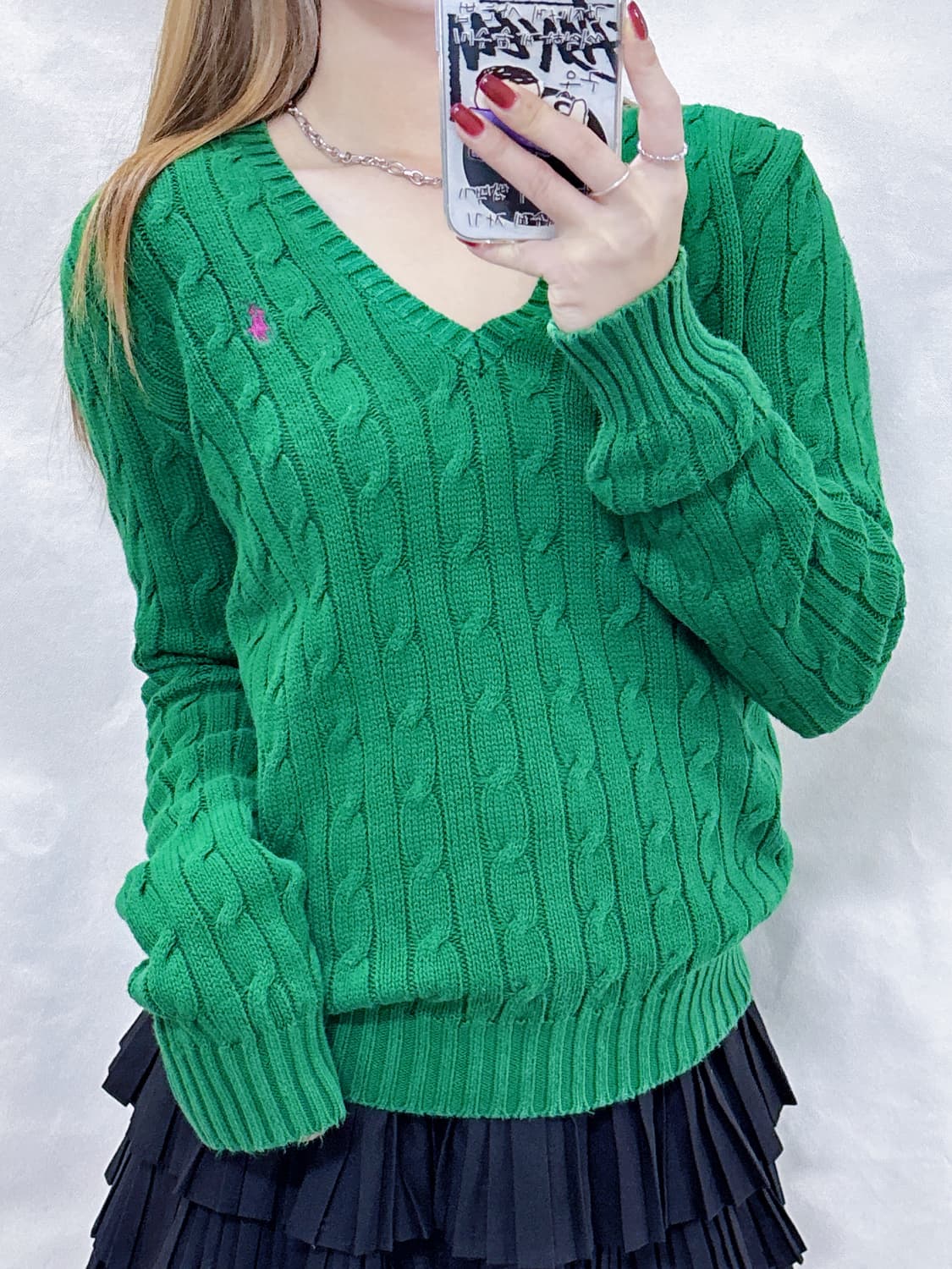 폴로 랄프로렌 그린 포니 브이넥 니트  상품이미지3