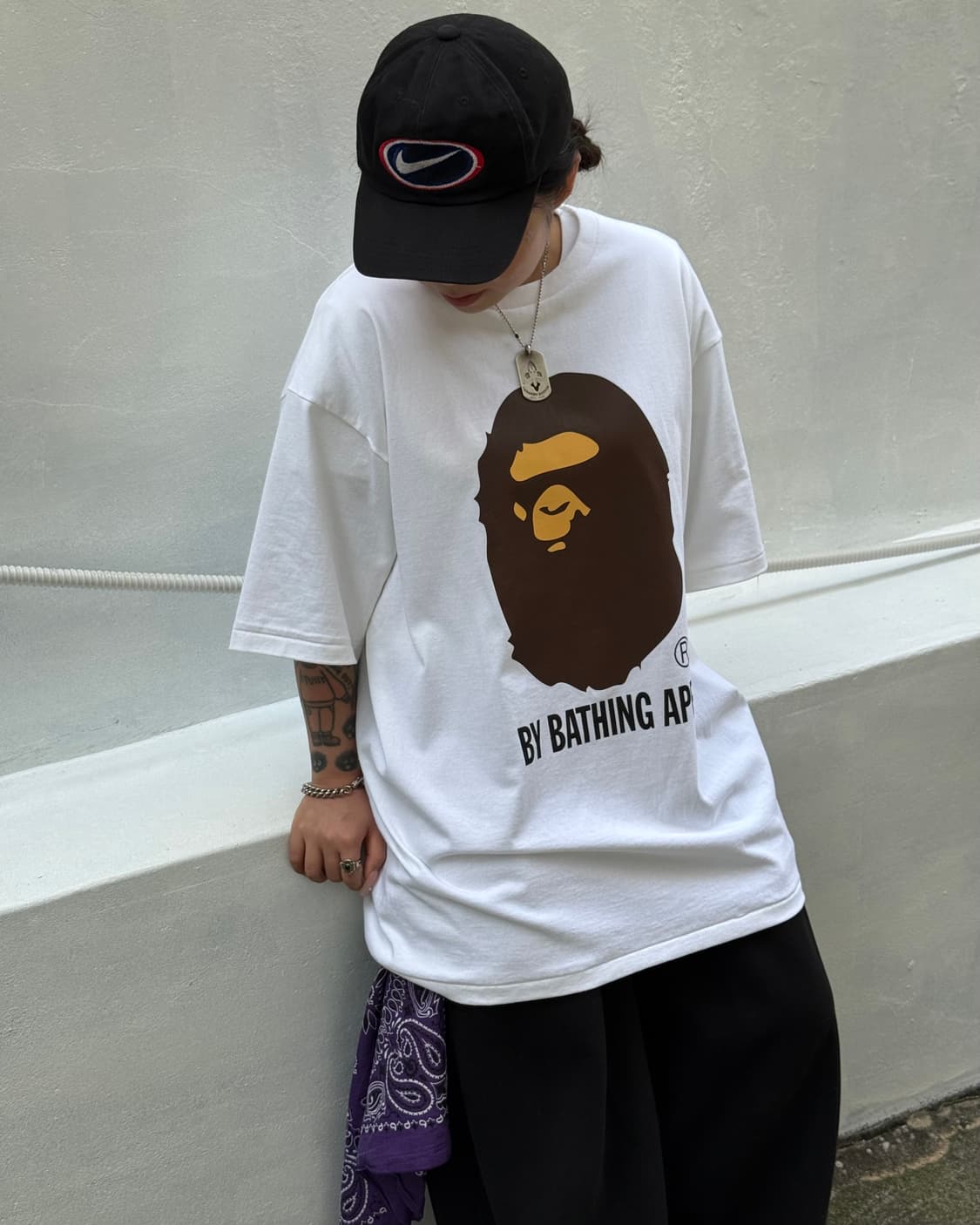 Bape 베이프 빅사루 화이트 반팔 상품이미지1